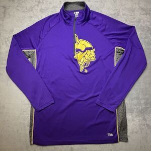 NFL Team Apparel Minnesota Vikings 1/4 Zip Pullover Mens XL‎ Purple TX3 Cool